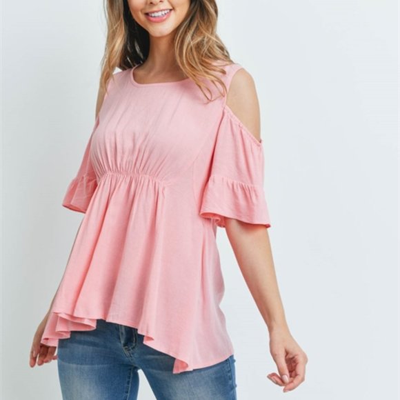 Fresh Take Cold Shoulder Top - Blush - Picture 3 of 7
